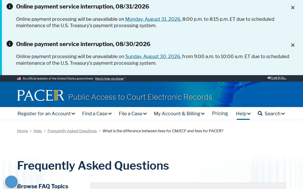 Barton County case search reference distinguishing PACER access from CM ECF filing