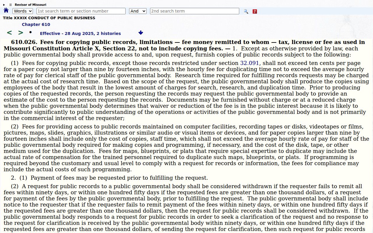 Barton County court records reference for Missouri public-record copy fees