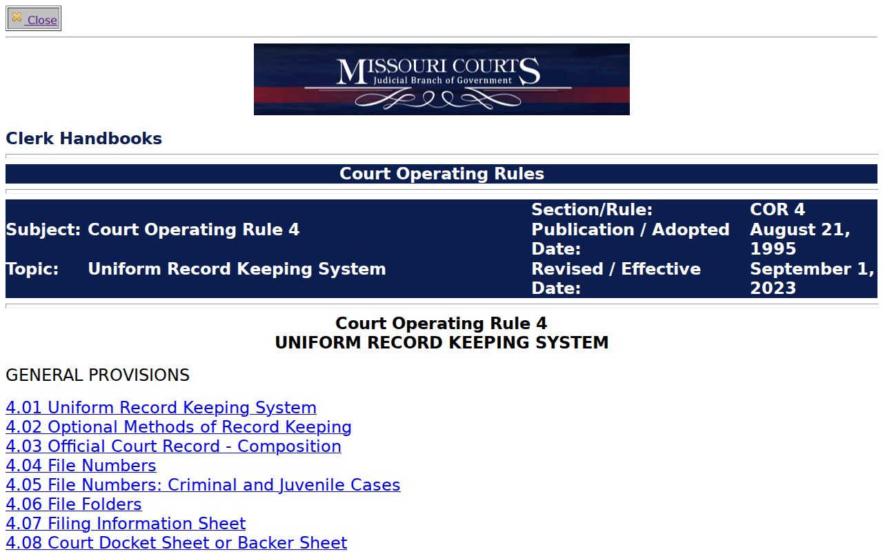 Barton County criminal docket Court Operating Rule 4 source