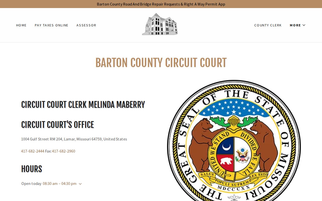 Barton County court docket Circuit Clerk page